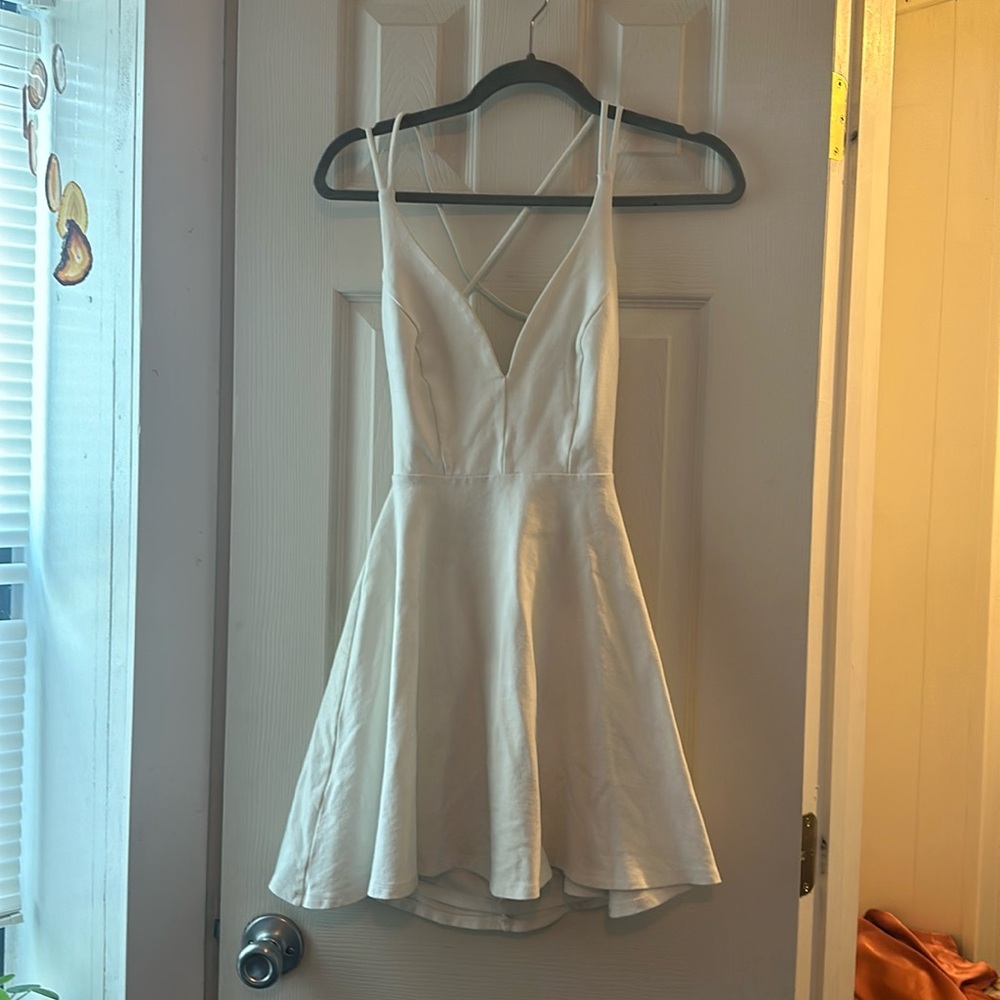 Lulus white Backless Skater Y2K Mini Dress